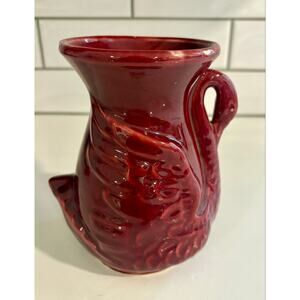 Vintage Shawnee Pottery Red or Maroon Swan Vase 806 made in USA